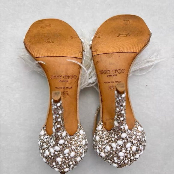 Jimmy Choo Pearl and Feather Embellished Heels - Picture 4 of 5
